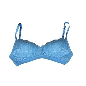 Victorias Secret bra size 36C blue lacy wire-free lightly lined